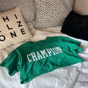 Cropped Champion Green Crop Top Reworked Vintage T-shirt